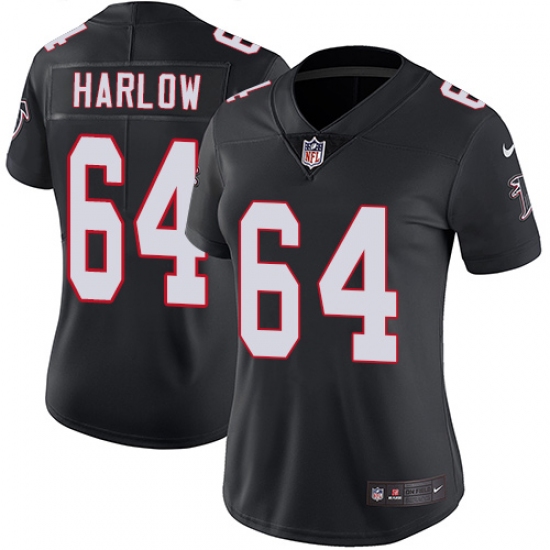 Women's Nike Atlanta Falcons #64 Sean Harlow Black Alternate Vapor Untouchable Limited Player NFL Jersey - Ujersey
