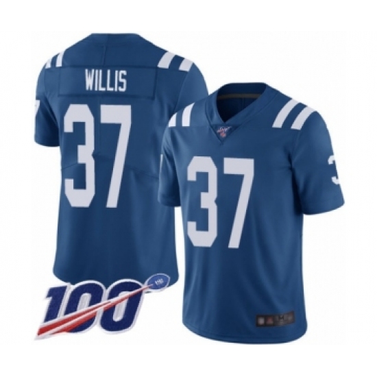 Men's Indianapolis Colts #37 Khari Willis Royal Blue Team Color Vapor Untouchable Limited Player 100th Season Football Jersey - Ujersey