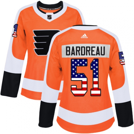 Women's Adidas Philadelphia Flyers #51 Cole Bardreau Authentic Orange USA Flag Fashion NHL Jersey - Ujersey