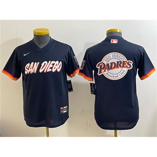 Youth San Diego Padres Team Big Logo Obsidian 2026 City Connect Stadium Stitched Baseball Jersey