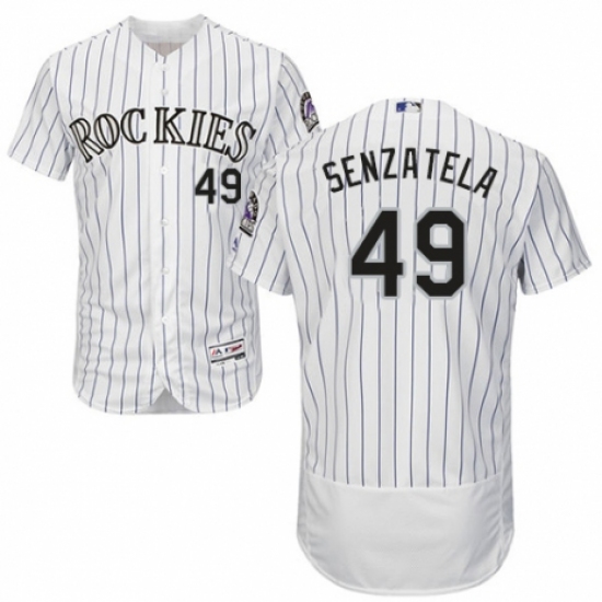 Men's Majestic Colorado Rockies #49 Antonio Senzatela White Home Flex Base Authentic Collection MLB Jersey