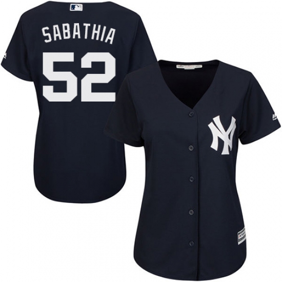 Women's Majestic New York Yankees #52 C.C. Sabathia Replica Navy Blue Alternate MLB Jersey - Ujersey