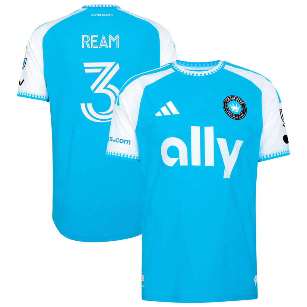 Men's Charlotte FC Tim Ream adidas Blue 2026 Carolina Kit: Crowns Up On-Field Authentic Patch Jersey - Ujersey