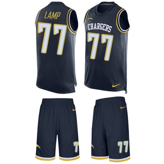 Men's Nike Los Angeles Chargers #77 Forrest Lamp Limited Navy Blue Tank Top Suit NFL Jersey - Ujersey