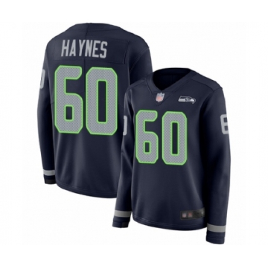Women's Seattle Seahawks #60 Phil Haynes Limited Navy Blue Therma Long Sleeve Football Jersey - Ujersey