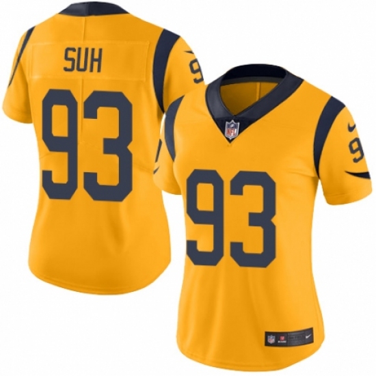 Women's Nike Los Angeles Rams #93 Ndamukong Suh Limited Gold Rush Vapor Untouchable NFL Jersey - Ujersey