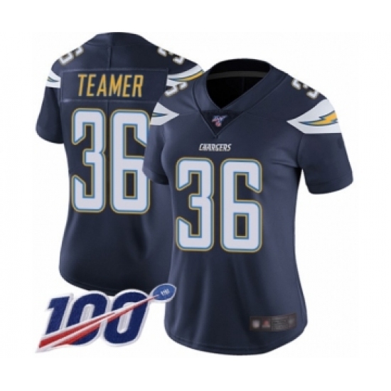 Women's Los Angeles Chargers #36 Roderic Teamer Navy Blue Team Color Vapor Untouchable Limited Player 100th Season Football Jersey - Ujersey