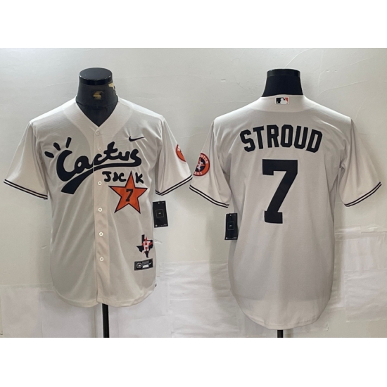 Men's Houston Astros #7 CJ Stroud Cream Cactus Jack Cool Base Jersey - Ujersey