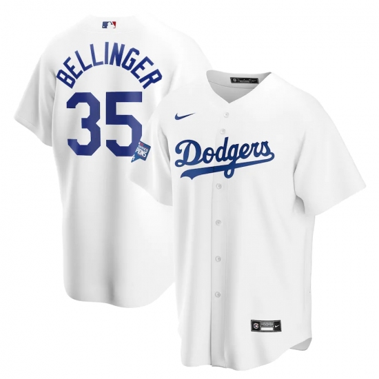 Men's Los Angeles Dodgers #35 Cody Bellinger Nike White 2020 World Series Champions Home Patch Replica Player Jersey - Ujersey