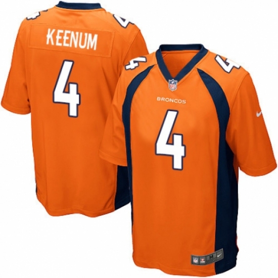Men's Nike Denver Broncos #4 Case Keenum Game Orange Team Color NFL Jersey - Ujersey