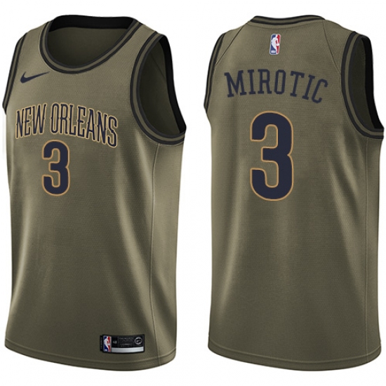 Men's Nike New Orleans Pelicans #3 Nikola Mirotic Swingman Green Salute to Service NBA Jersey - Ujersey