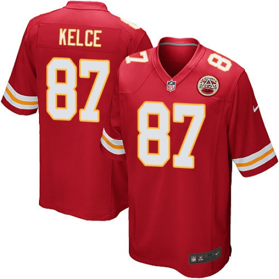Men's Nike Kansas City Chiefs #87 Travis Kelce Game Red Team Color NFL Jersey - Ujersey