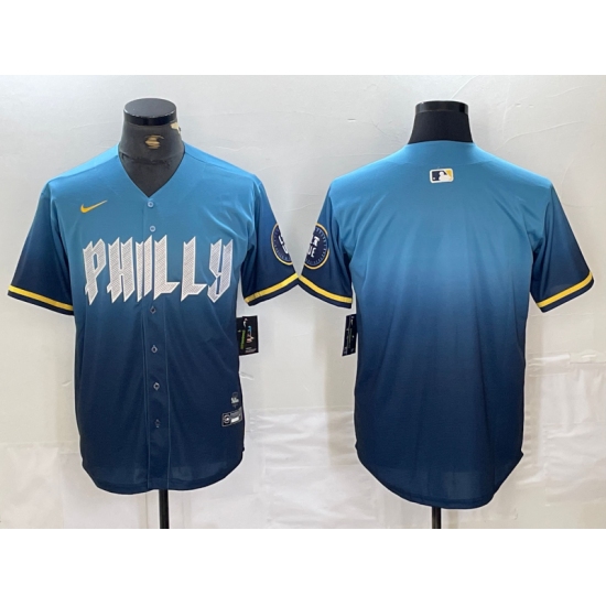Men's Philadelphia Phillies Blank Blue 2024 City Connect Limited Stitched Jersey - Ujersey