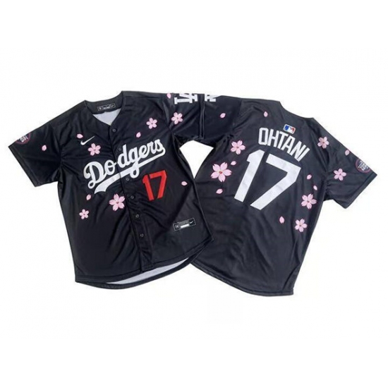 Men's Los Angeles Dodgers #17 Shohei Ohtani Black 2025 Tokyo Series Limited Stitched Baseball Jersey - Ujersey