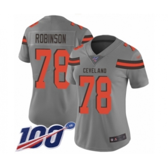 Women's Cleveland Browns #78 Greg Robinson Limited Gray Inverted Legend 100th Season Football Jersey - Ujersey