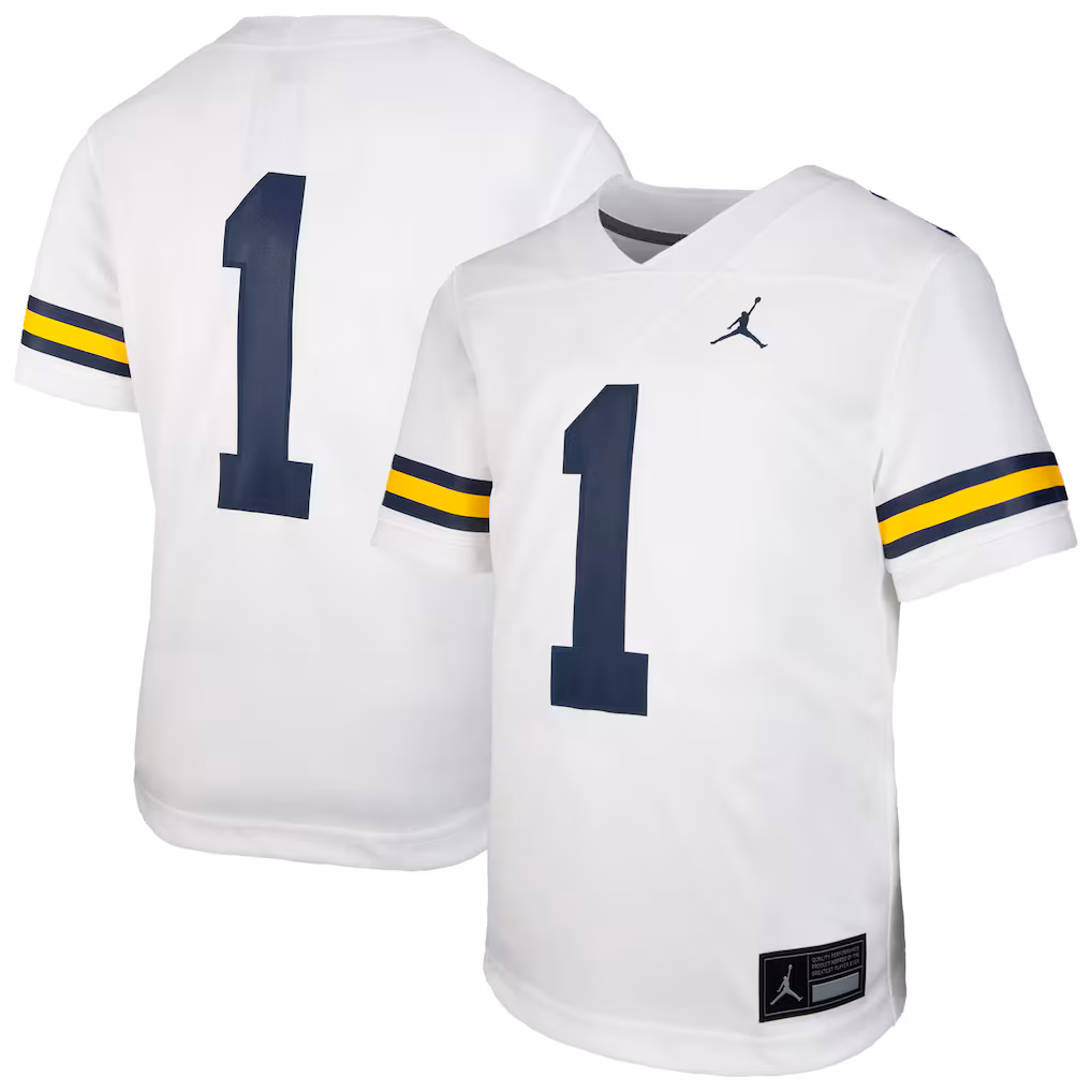 Youth Jordan Brand #1 White Michigan Wolverines Untouchable Replica Game Jersey