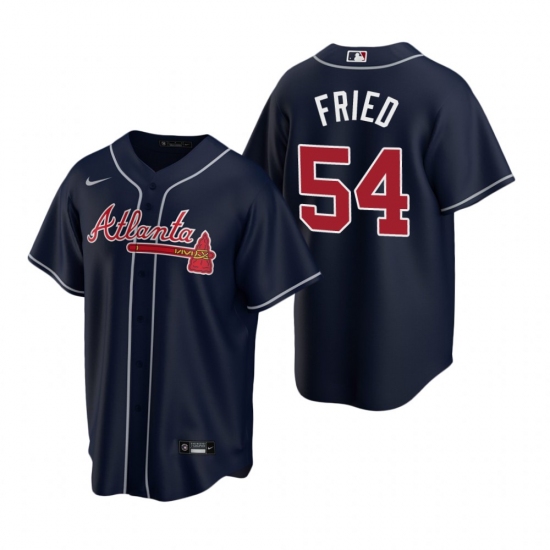 Men's Nike Atlanta Braves #54 Max Fried Navy Alternate Stitched Baseball Jersey - Ujersey