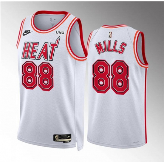 Men's Miami Heat #88 Patrick Mills White Classic Edition Stitched Basketball Jersey - Ujersey