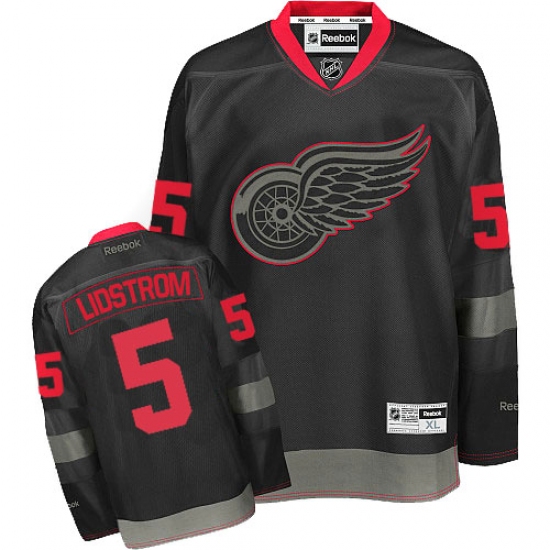 Men's Reebok Detroit Red Wings #5 Nicklas Lidstrom Authentic Black Ice NHL Jersey