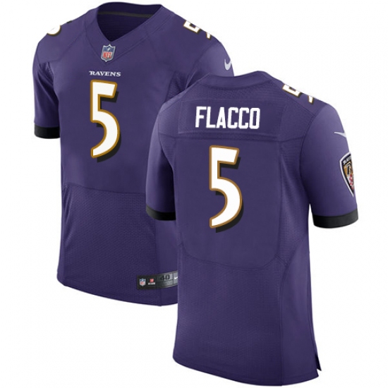 Men's Nike Baltimore Ravens #5 Joe Flacco Elite Purple Team Color NFL Jersey - Ujersey