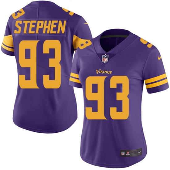 Women's Nike Minnesota Vikings #93 Shamar Stephen Limited Purple Rush Vapor Untouchable NFL Jersey - Ujersey