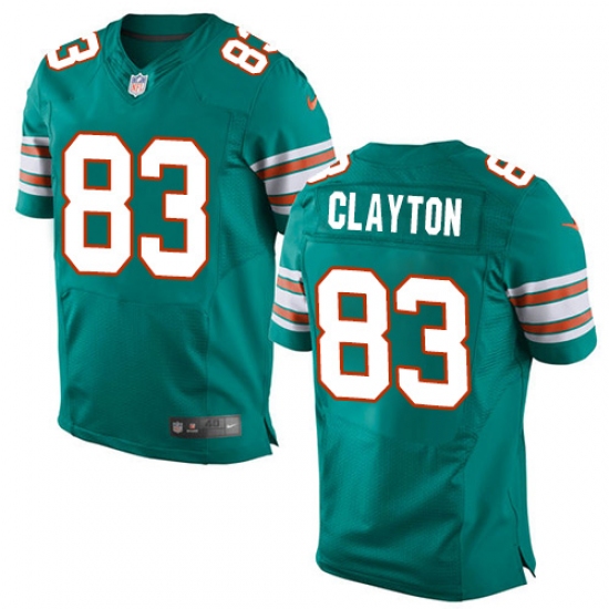 Men's Nike Miami Dolphins #83 Mark Clayton Elite Aqua Green Alternate NFL Jersey - Ujersey