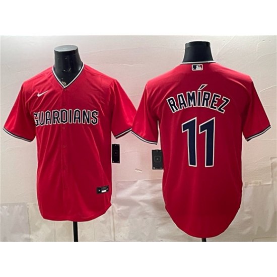 Men's Cleveland Guardians #11 José Ramírez Red Cool Base Stitched Baseball Jersey - Ujersey