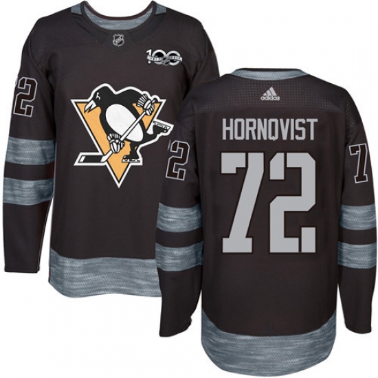 Men's Adidas Pittsburgh Penguins #72 Patric Hornqvist Authentic Black 1917-2017 100th Anniversary NHL Jersey - Ujersey