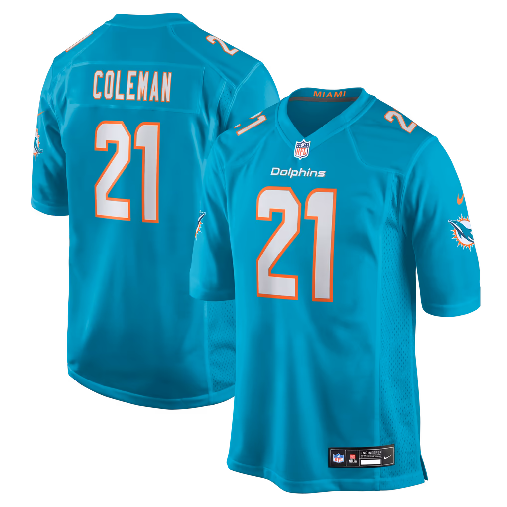Men's Miami Dolphins Kevin Coleman Nike Aqua Team Game Jersey - U-jersey