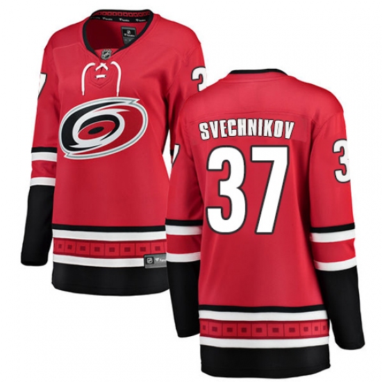 Women's Carolina Hurricanes #37 Andrei Svechnikov Authentic Red Home Fanatics Branded Breakaway NHL Jersey - Ujersey