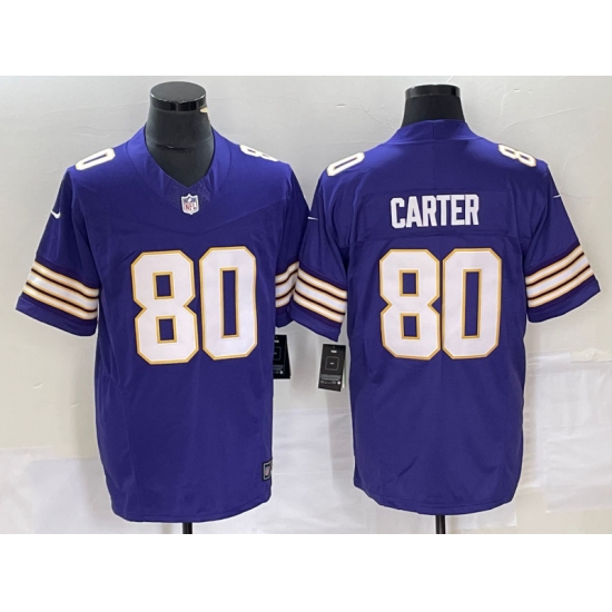 Men's Nike Minnesota Vikings #80 Cris Carter Purple 2023 F.U.S.E. Vapor Limited Throwback Stitched Jersey - Ujersey