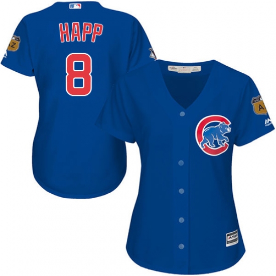 Women's Majestic Chicago Cubs #8 Ian Happ Authentic Royal Blue Alternate MLB Jersey - Ujersey