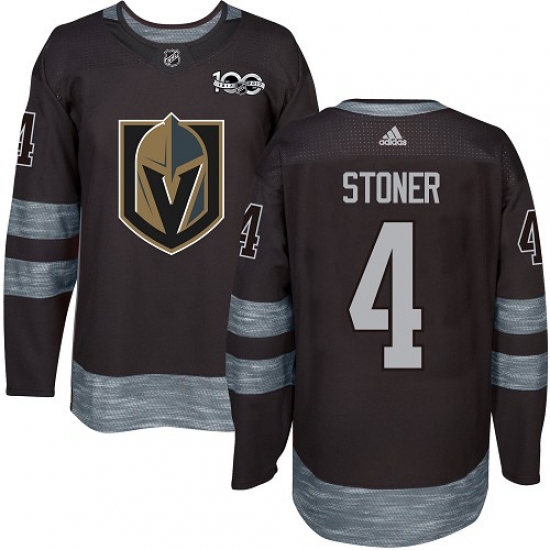 Men's Adidas Vegas Golden Knights #4 Clayton Stoner Authentic Black 1917-2017 100th Anniversary NHL Jersey - Ujersey