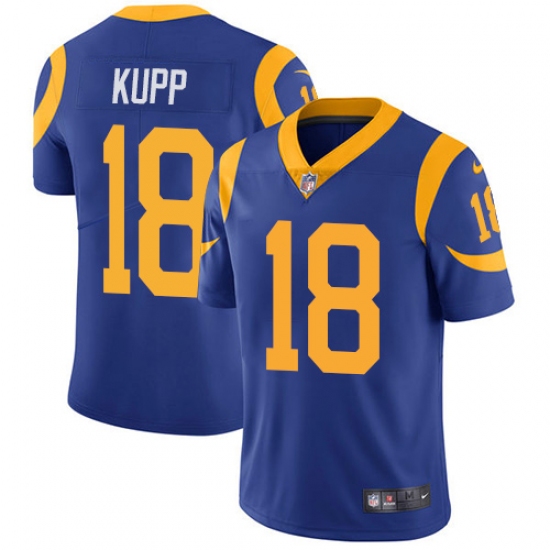 Men's Nike Los Angeles Rams #18 Cooper Kupp Royal Blue Alternate Vapor Untouchable Limited Player NFL Jersey - Ujersey