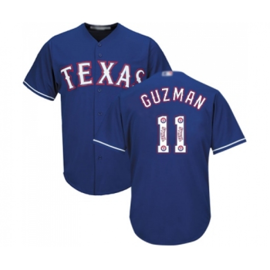 Men's Texas Rangers #11 Ronald Guzman Authentic Royal Blue Team Logo Fashion Cool Base Baseball Jersey - Ujersey