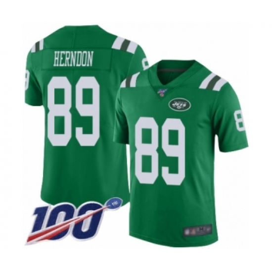 Men's New York Jets #89 Chris Herndon Limited Green Rush Vapor Untouchable 100th Season Football Jersey - Ujersey
