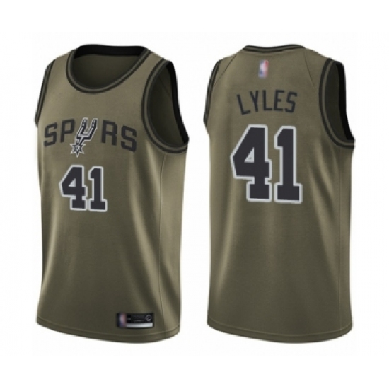 Men's San Antonio Spurs #41 Trey Lyles Swingman Green Salute to Service Basketball Jersey - Ujersey