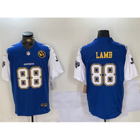 Men's Dallas Cowboys #88 CeeDee Lamb 2024 F.U.S.E. Navy Gold With Texas & John Madden Football Stitched Jersey - Ujersey