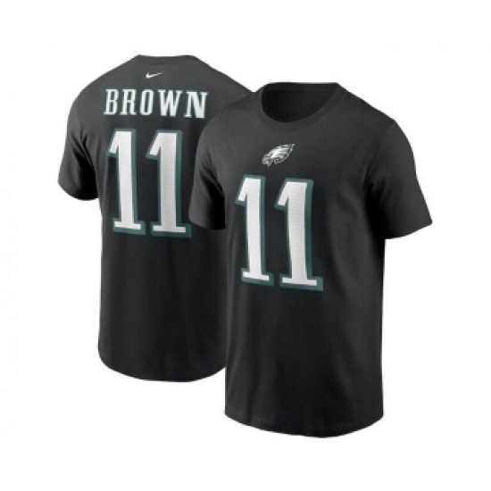 Men's Philadelphia Eagles #11 A. J. Brown 2022 Black Name & Number T-Shirt - Ujersey NHL