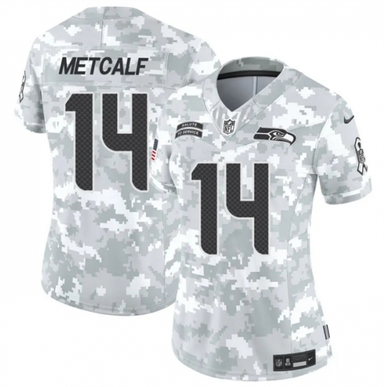 Women's Seattle Seahawks #14 DK Metcalf 2024 F.U.S.E Arctic Camo Salute To Service Limited Stitched Football Jersey(Run Small) - Ujersey