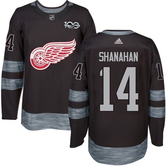 Men's Adidas Detroit Red Wings #14 Brendan Shanahan Authentic Black 1917-2017 100th Anniversary NHL Jersey - Ujersey