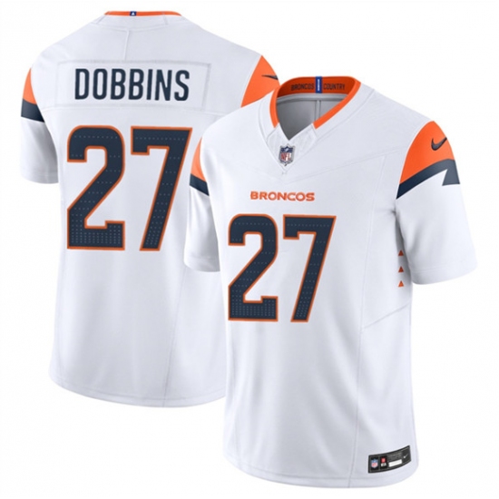 Men's Denver Broncos #27 J.K. Dobbins White 2025 F.U.S.E. Vapor Limited Football Stitched Jersey - Ujersey