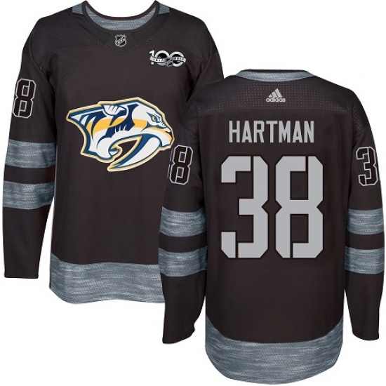 Men's Adidas Nashville Predators #38 Ryan Hartman Authentic Black 1917-2017 100th Anniversary NHL Jersey - Ujersey