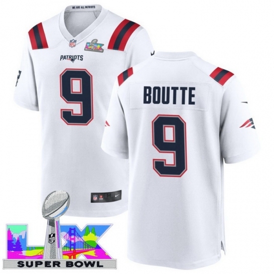Men's New England Patriots #9 Kayshon Boutte White 2025 2026 Super Bowl LX F U S E Stitched Jersey - ujerseystore