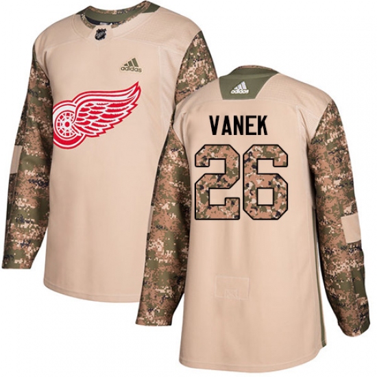 Men's Adidas Detroit Red Wings #26 Thomas Vanek Authentic Camo Veterans Day Practice NHL Jersey - Ujersey