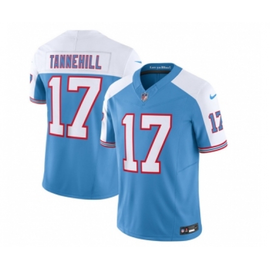 Men's Nike Tennessee Titans #17 Ryan Tannehill Blue White 2023 F.U.S.E. Vapor Limited Throwback Football Stitched Jersey - Ujersey