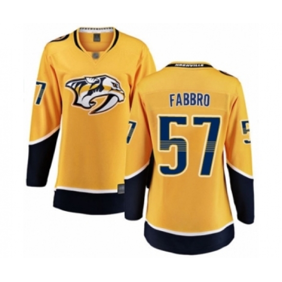Women's Nashville Predators #57 Dante Fabbro Fanatics Branded Gold Home Breakaway Hockey Jersey - Ujersey
