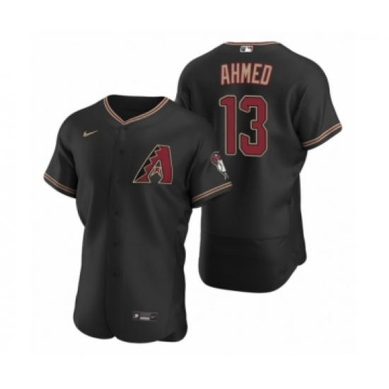 Men's Arizona Diamondbacks #13 Nick Ahmed Nike Black Replica Alternate Jersey - Ujersey