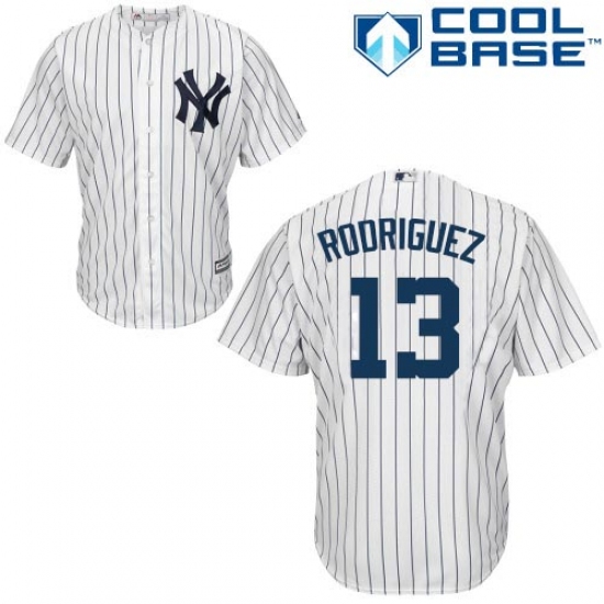 Men's Majestic New York Yankees #13 Alex Rodriguez Replica White Home MLB Jersey - Ujersey