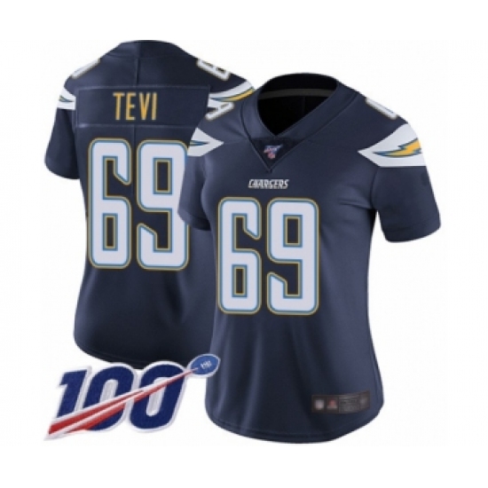 Women's Los Angeles Chargers #69 Sam Tevi Navy Blue Team Color Vapor Untouchable Limited Player 100th Season Football Jersey - Ujersey